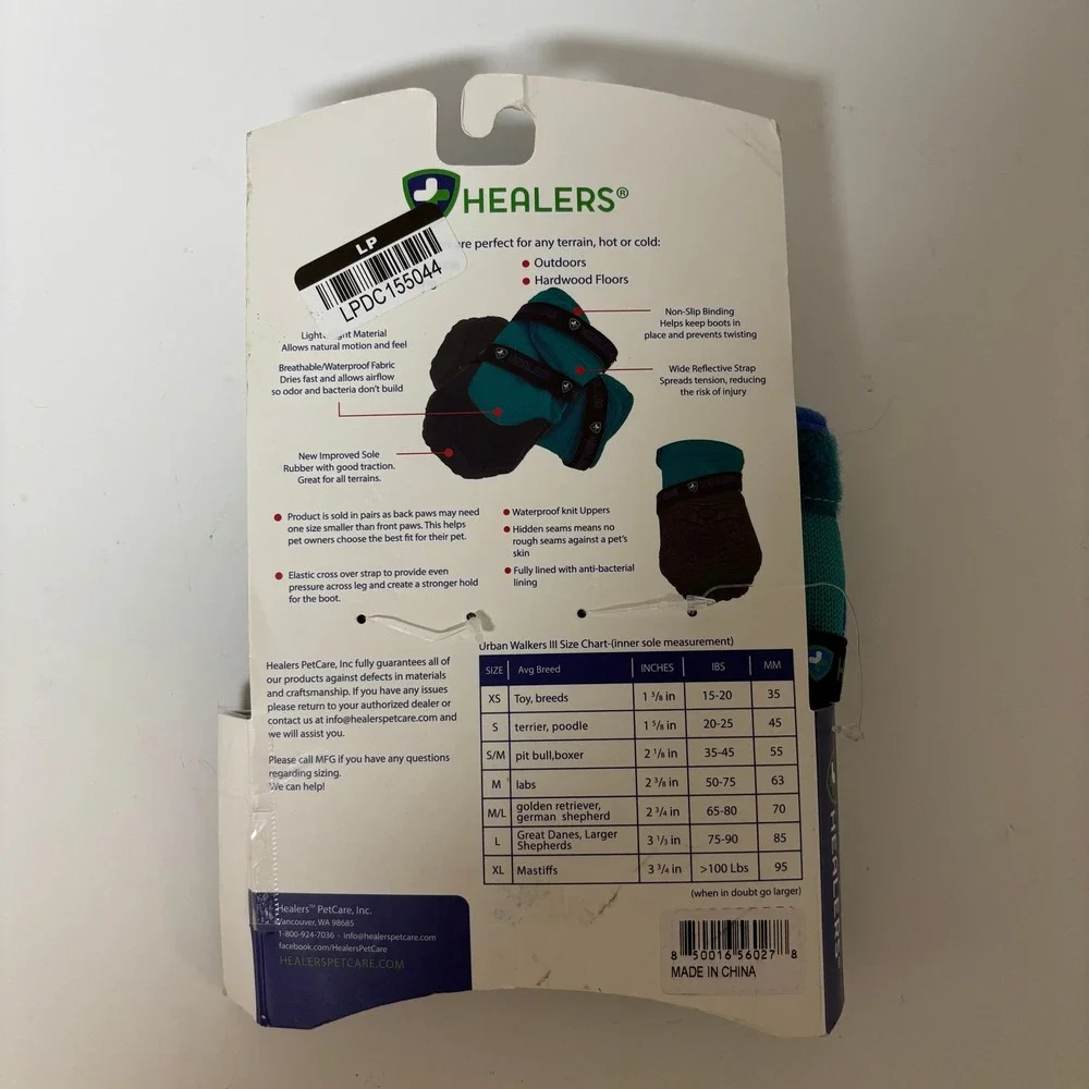 Healers‎ Urban Walkers Dog Boots Teal Blue Size S/M Pair Protective Paw Wear